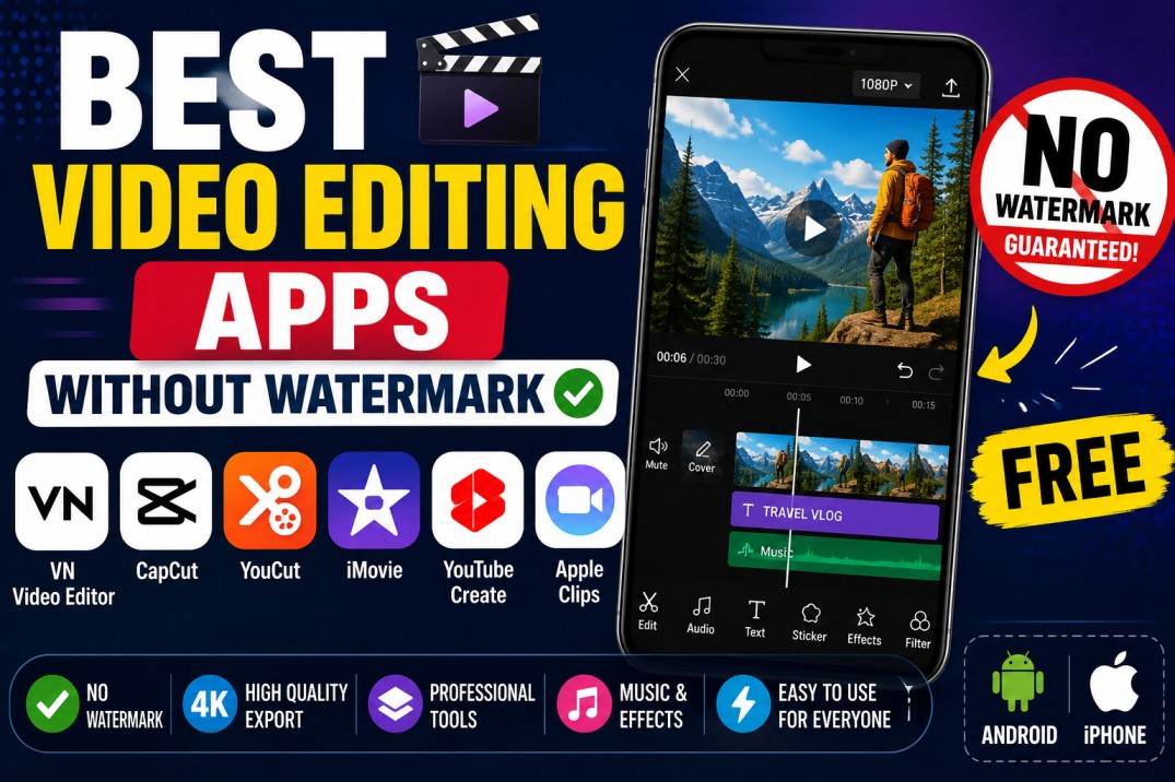 Best Video Editing Apps Without Watermark for Android and iPhone in 2026
